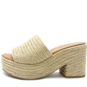 Selling Fast! 🚨 Soda Shoes Bertha Nude Woven Jute Wedge Heel Sandal